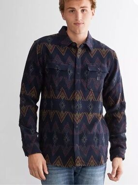 ROARK Men's NORDSMAN Manawa Tapu Aztec Men's Flannel Shirt Shacket Sz Medium